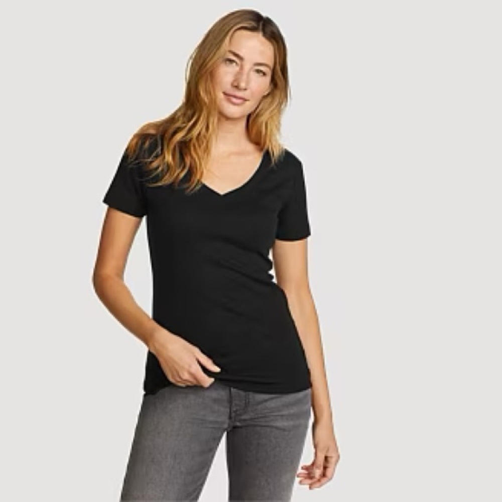 Eddie Bauer Black V-Neck Women's Top